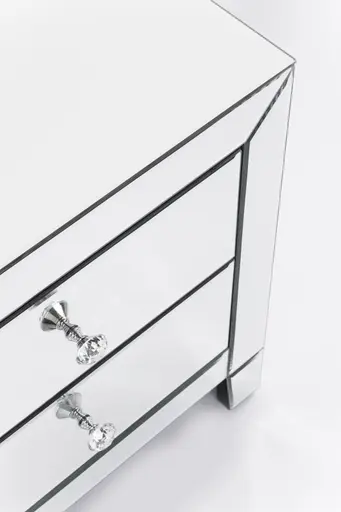 Kommode- Weiß, Lackiert, Glas, Verspiegelt