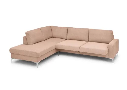 Ecksofa CALM 2.0 - Ecke links mit 2,5-Sitzer, Schlaffunktion mit Bettkasten, Stoff, Pfirsich