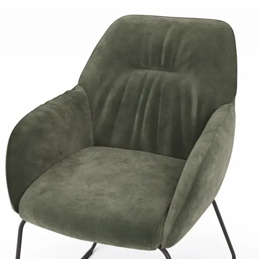 Armlehnstuhl Noli - Stoff, Dunkelgrün, Kufe