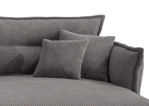 Ecksofa - 2-Sitzer, Ecke rechts, Armlehnen verstellbar, Stoff, Grau