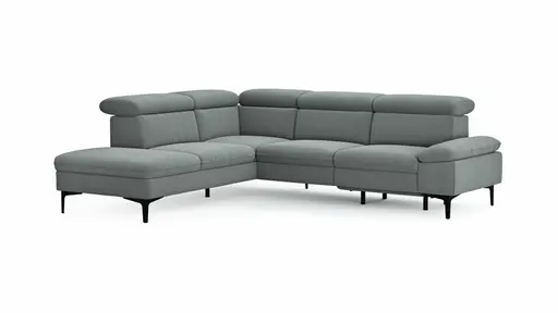Ecksofa Felipa - Ecke links mit 2,5-Sitzer inkl. Armlehne verstellbar und Rückenlehne/Sitztiefe verstellbar (motorisch), Stoff, Grau