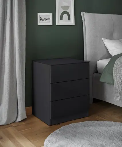 Nachtkonsole- Graphit, Glas, Graphit