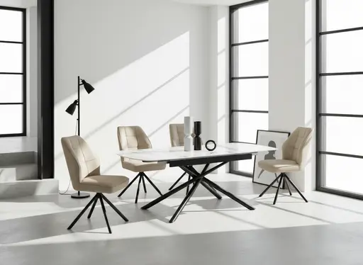 Stuhl - drehbar, Leder, Cappuccino