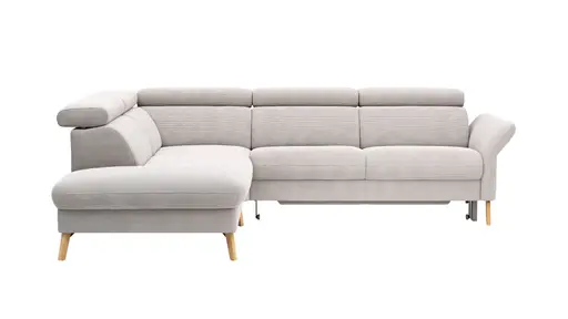 Sofa Maryville - Eckelement und Abschlussteil medium links mit 2,5-Sitzer, inkl. Schlaffunktion, Stauraum, Armlehne/Kopfteil verstellbar, Stoff, Beige
