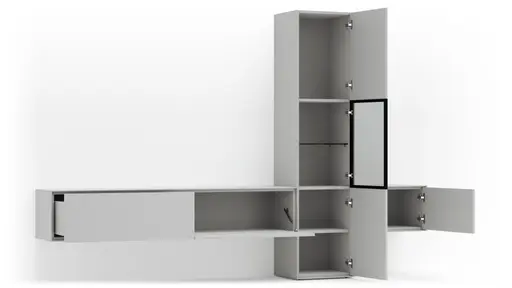 Wohnwand Medio - Lack, Weiß