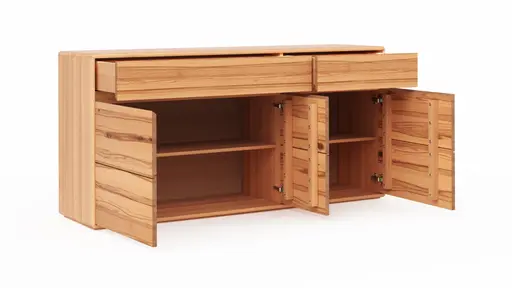 Sideboard Hillsboro - inkl. Beleuchtung, Buche/Kernbuche natur, geölt