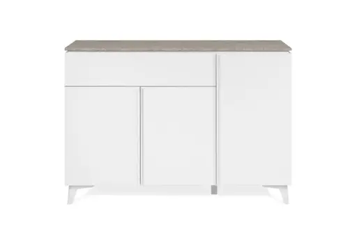 Kommode - B ca. 133 cm, Weiß, Sandstein Nachbildung