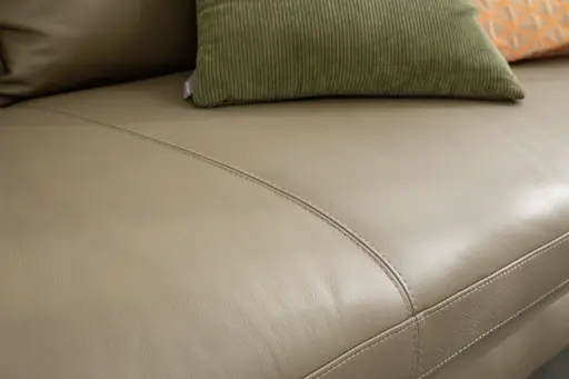 Sofa Helmi - 3-Sitzer, Leder, Cappuccino, Metallkufe