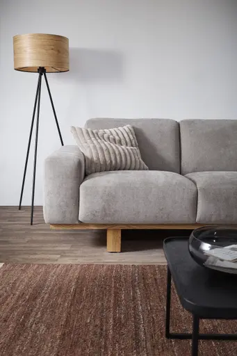 Ecksofa Anaheim - 2-Sitzer mit Longchair rechts, Stoff, Hellgrau