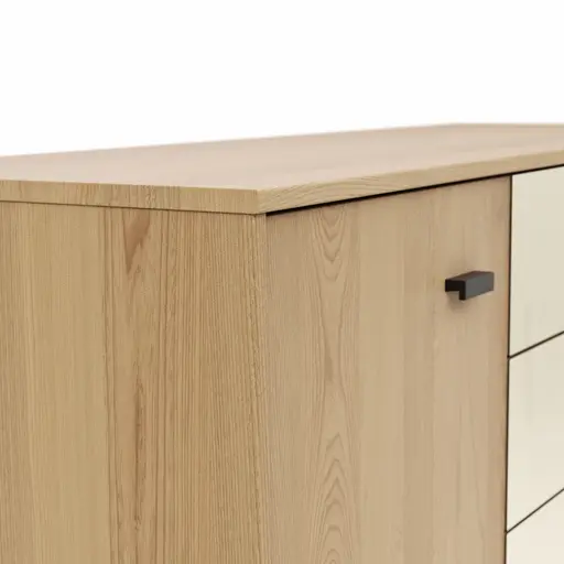 Kommode Lenoso - Eiche massiv, Glas Champagner