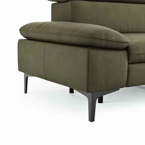 Sofa Felipa - 3-Sitzer inkl. Relaxfunktion (motorisch) und Kopfteil verstellbar, Leder, Olive
