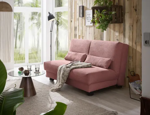 Schlafsofa EASY Optik A - 2-Sitzer ohne Armlehne, 140 cm inkl. Schlaffunktion, Cord, Rot