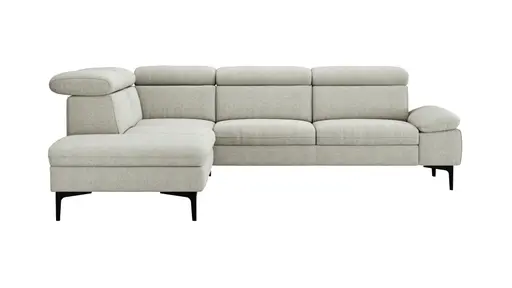 Ecksofa Felipa - Ecke links mit 2,5-Sitzer inkl. Kopfteil verstellbar, Stoff, Natur