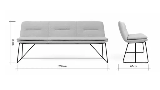 Polsterbank Macano - B ca. 200 cm, Stoff, Beige