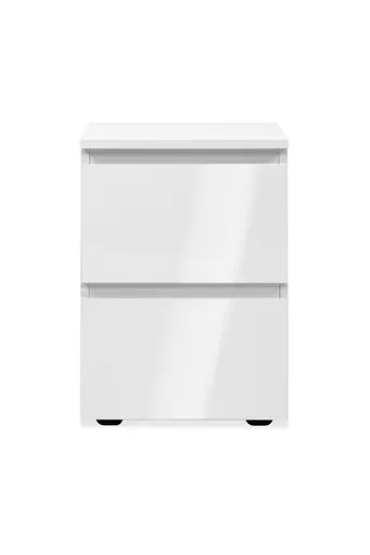 Nachtkommode - B ca. 36 cm, Weiß glänzend