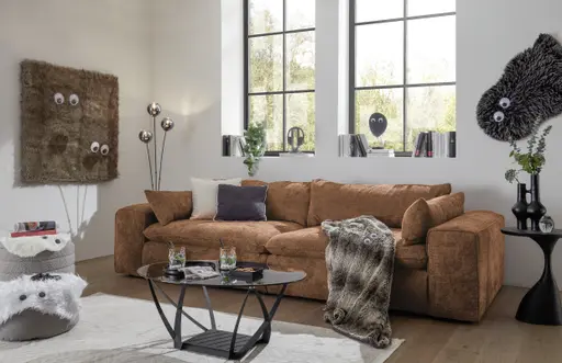 Sofa - 3-Sitzer, Stoff, Terracotta