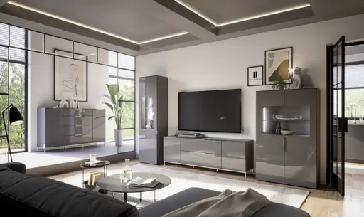 Vitrine- inkl. LED-Beleuchtung, Anthrazit