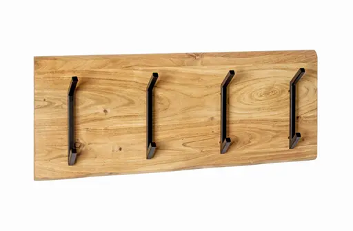 Wandgarderobe - B ca. 90 cm, Akazie, Schwarz