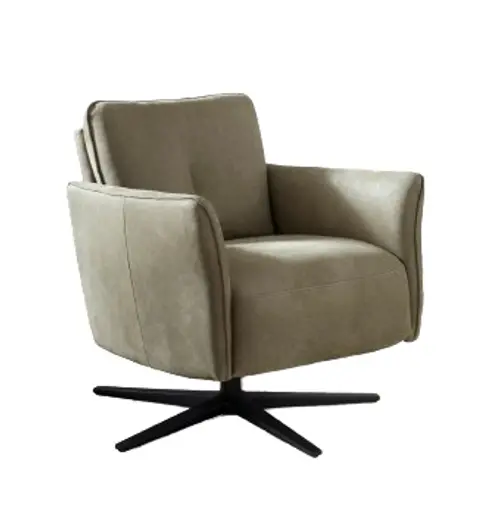 Sessel Amadena - Leder, Olivgrün