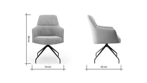 Armlehnstuhl Sagres - drehbar, Stoff & Leder, Graubeige, Creme