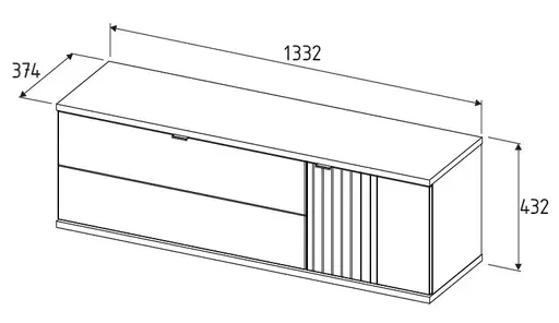 Garderobe - mit Beleuchtung, Riva Eiche Nachbildung, Basalt