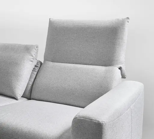 Ecksofa - Ecke links mit 3-Sitzer, Rückenlehne verstellbar, Stoff, Hellgrau