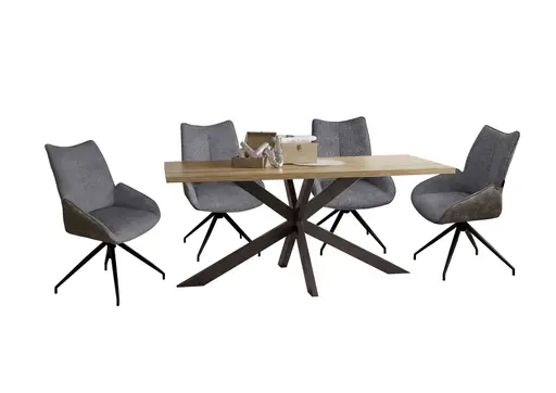 Stuhl MAUREEN - drehbar, Stoff, Grau