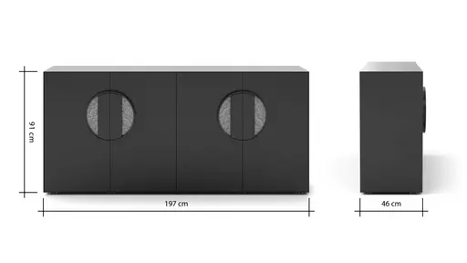 Sideboard Jyn - BHT ca. 197x91x46 cm, Lack, Schwarz, Bodenstehend