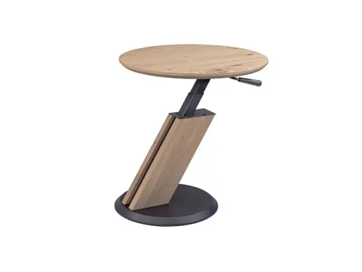 Couchtisch - höhenverstellbar, Durchmesser 55 cm, Wildeiche