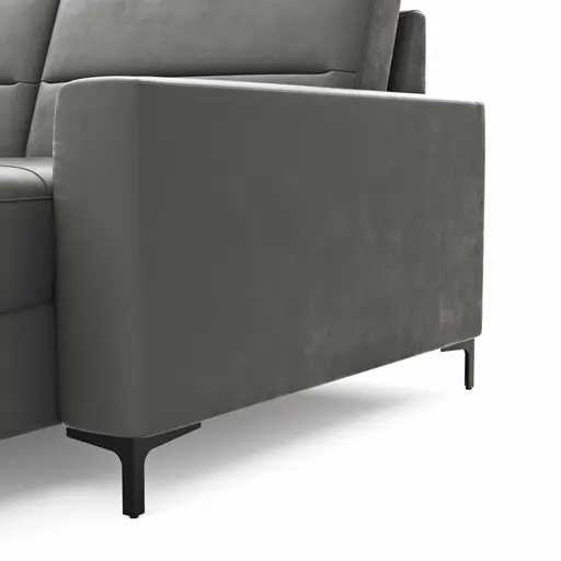 Wohnlandschaft Merlos H - Ecke links mit 2,5-Sitzer und Longchair rechts inkl. Relaxfunktion (motorisch), Leder, Graubraun