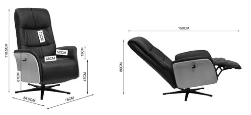 TV-Sessel MARCES - drehbar, Relaxfunktion, Kopfteilverstellung, Leder, Schoko
