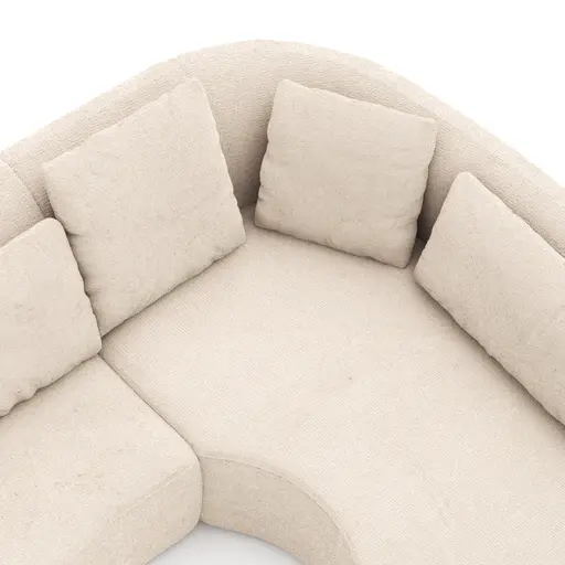 Ecksofa Karasu - 3-Sitzer mit Ottomane rechts, Stoff, Natur