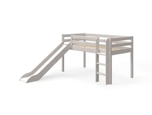 Hochbett- Liegefläche ca. 90x200 cm, Kiefer, Massiv, Grau, Lackiert