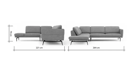 Ecksofa Estrela - Ecke links mit 2,5-Sitzer inkl. Rücken-/Armlehne verstellbar, Stoff, Olive