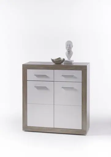 Kommode - B ca. 82 cm, Sonoma Eiche Nachbildung, Weiß