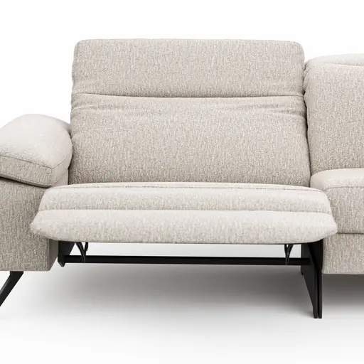 Sofa Rafaela 2.0 - 3-Sitzer inkl. 1x Relaxfunktion und Kopfteile verstellbar, Stoff, Champagner