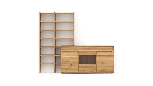 Wohnwand Cartago Soft - Wildeiche massiv, natur geölt