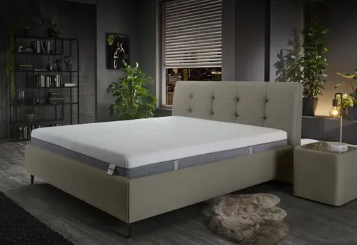 Polsterbett - Líegefläche ca. 180x200 cm, Stoff, Mandel