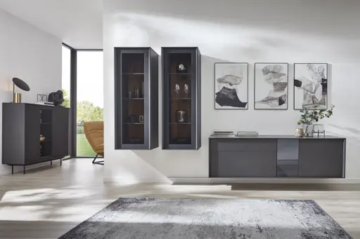 Wohnwand Parano - Lack, Anthrazit