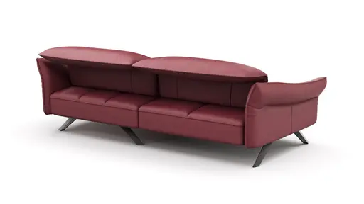 Ecksofa Bormio - 1,5-Sitzer, Longchair rechts, inkl. Kopfteilverstellung, Leder, Weinrot