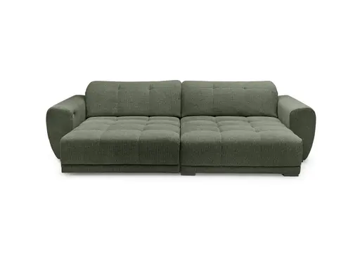 Ecksofa -2-Sitzer mit Longchair rechts, Kopfteil verstellbar, Sitztiefe verstellbar motorisch, Stoff, Moos