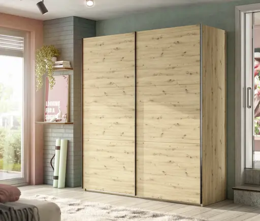 Schwebetürenschrank- B ca. 200 cm, Eiche Dekor 