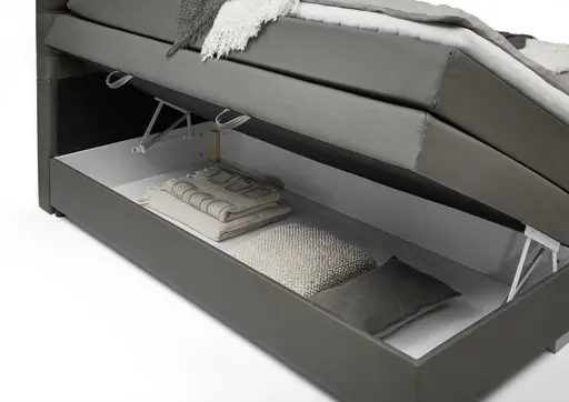 Boxspringbett SANDRIN E- Liegefläche ca. 180x200 cm, Stoff, Dunkelgrau, inkl. Stauraum