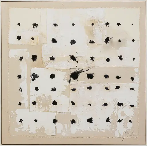 Bild- Gerahmt, BHT ca. 123x123x5 cm, Baumwolle, Beige , Schwarz