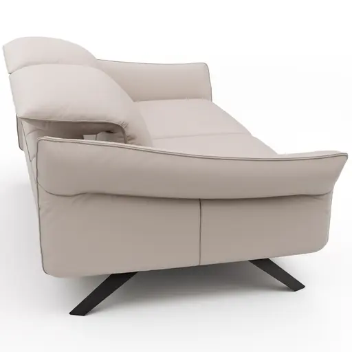 Sofa Bormio - 2,5-Sitzer inklusive Kopfteilverstellung, Leder, Asche