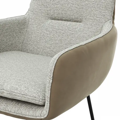 Armlehnstuhl Macano - Stoff & Leder, Hellgrau, Steingrau