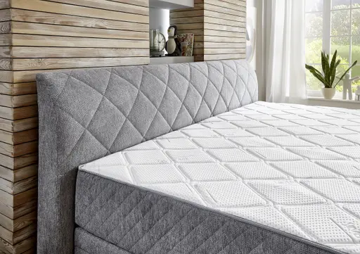 Boxspringbett- Liegefläche ca. 240x200 cm, Stoff, Silber
