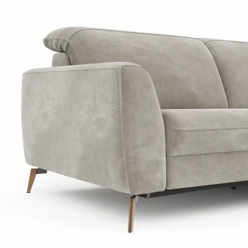 Sofa Tulsa KV - 3-Sitzer, inkl. Sitzvorzug (motorisch) und Kopfteilverstellung, Stoff, Graubeige