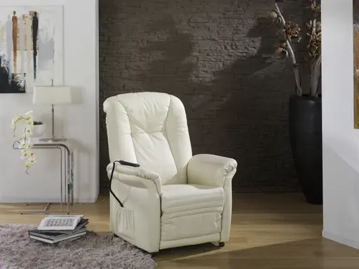 Fernsehsessel EM Hamburg - Relaxfunktion (1-motorisch), Leder, Kreide