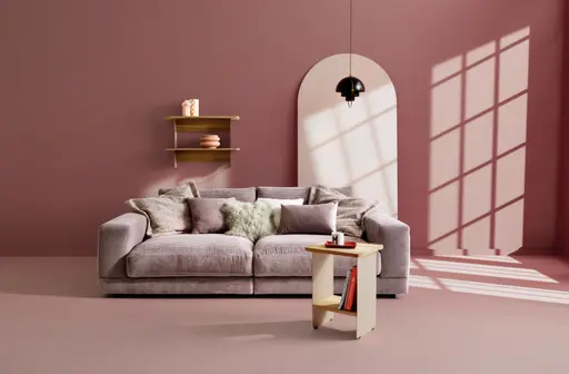 Beistelltisch Olai - LHB. ca. 40x45x40 cm, Wildeiche massiv, Metall, Beige